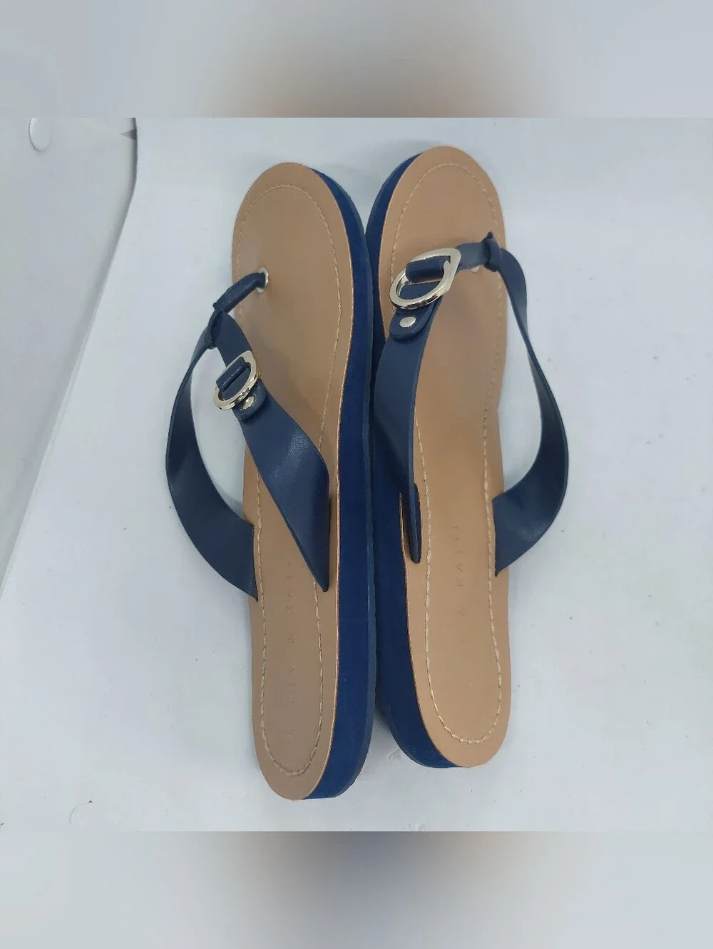 Kelly & Katie Murie Sandals Womens Size 9.5M Navy Blue Metallic Hardware Casual
